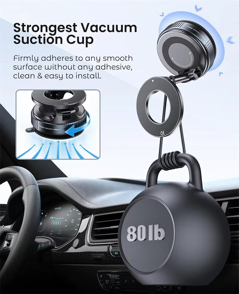 Vacuum Magnetic Suction Cup Phone Mount for Magsafe, 360° Adjustable Magnetic Phone Holder Foldable Portable Cell Phone Holders